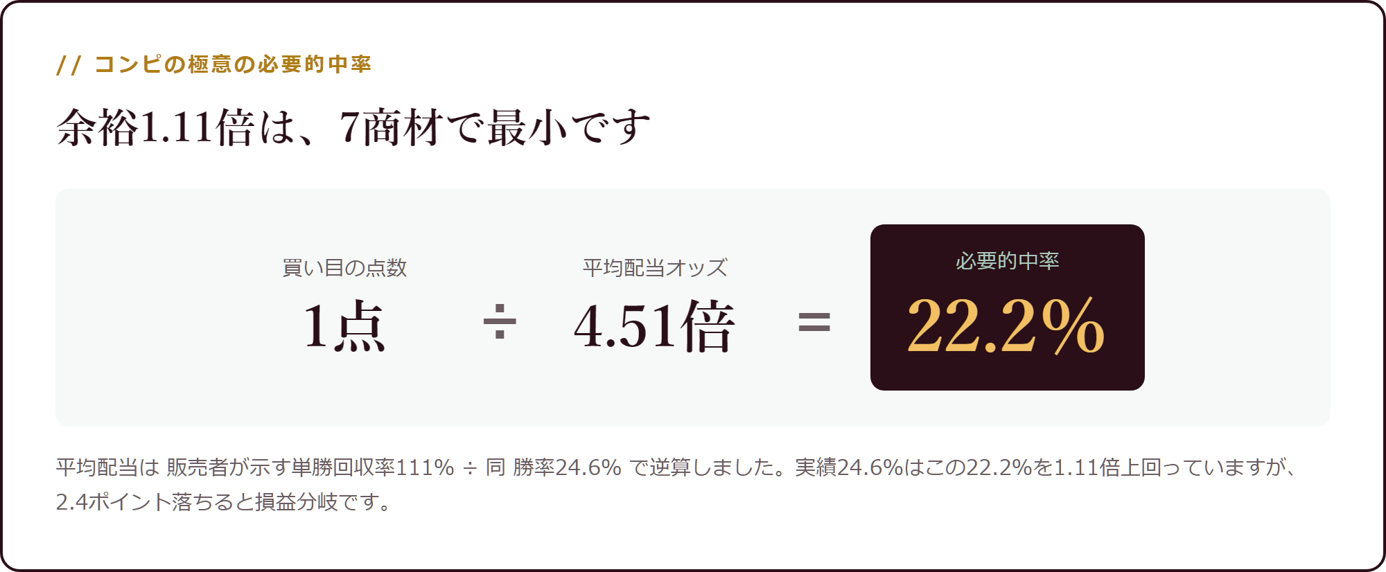 必要的中率の計算