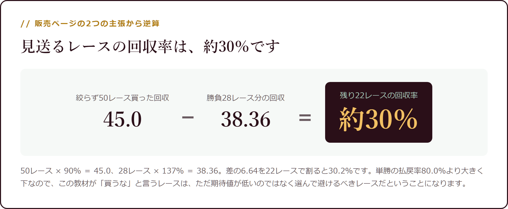 見送るレースの回収率を逆算する
